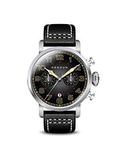 Men's Premiere Dual Time Leather Black Dial Watch