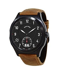 Men's Prestige Leather Black Dial Watch