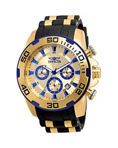 Men's Pro Diver Chronograph Black Polyurethane with Stainless Steel accents Gold Dial