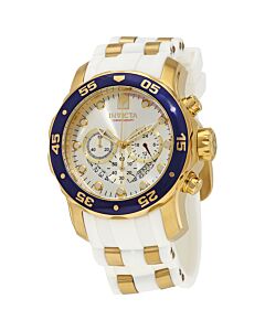 Men's Pro Diver Chronograph White Polyurethane with Gold-plated accents Silver Dial