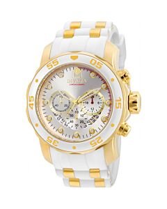Men's Pro Diver Chronograph Polyurethane with Gold-tone Stainless Steel In Silver Dial Watch