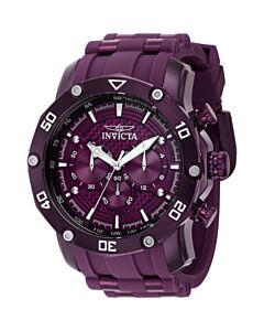 Men's Pro Diver Chronograph Silicone and Stainless Steel Purple Dial Watch