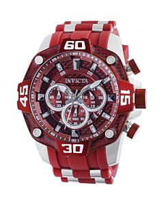 Men's Pro Diver Chronograph Silicone and Stainless Steel Red Dial Watch