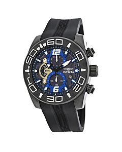 Men's Pro Diver Chrono Black Silicone Blue Dial Black Ion Plated SS