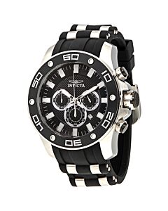 Men's Pro Diver Chronograph Silicone and Stainless Steel Black Dial