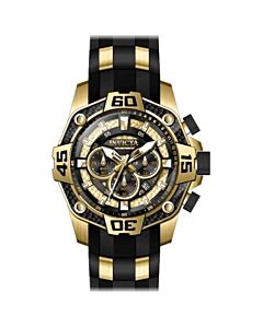 Men's Pro Diver Chronograph Silicone with Gold-tone Stainless Steel Inserts Black (Gold Carbon Fiber) Dial Watch