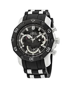 Men's Pro Diver Chronograph Black Silicone, Dial & IP SS Bezel SS