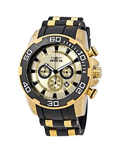 Men's Pro Diver Chronograph Black Silicone with Gold-plated Gold Dial
