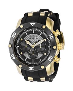 Men's Pro Diver Chronograph Stainless Steel and Silicone Black and Silver Dial Watch