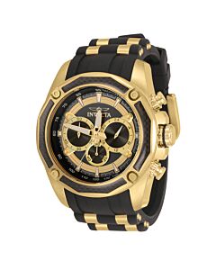Men's Pro Diver Chronograph Silicone with Gold-tone Stainless Steel Barrel Ins Black Dial Watch