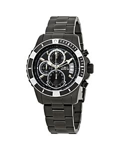Men's Pro Diver Chronograph Black Ion Plated Stainless Steel and Dial