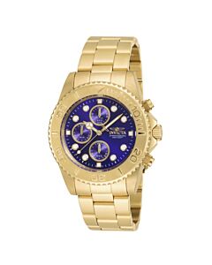 Men's Pro Diver Chronograph 18K Gold Plated Steel Blue Dial