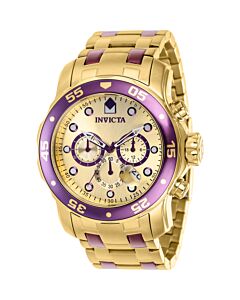Men's Pro Diver Chronograph Stainless Steel Gold Dial Watch