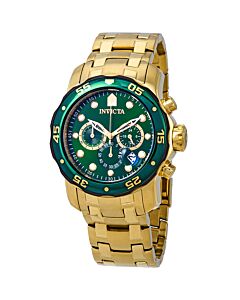 Men's Pro Diver Chronograph 18K Gold Plated Steel Green Dial