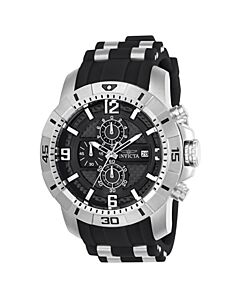Men's Pro Diver Chronograph Silicone with a Stainless Steel Barrel Inserts Black Dial Watch