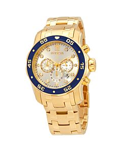 Men's Pro Diver Chronograph 18K Gold Plated Steel Silver-Tone Dial