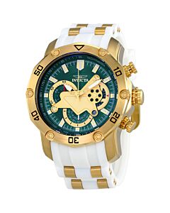 Men's Pro Diver Chrono White Silicone Green Dial 18K Gold Plated SS
