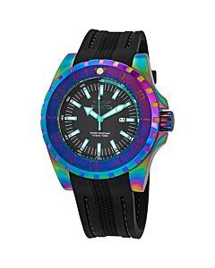 Men's Pro Diver Black Polyurethane and Dial Rainbow Ion Plated SS