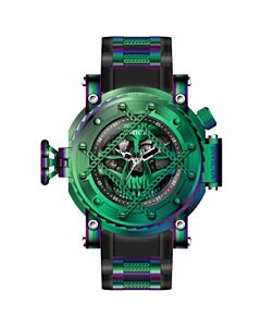 Men's Pro Diver Silicone and Stainless Steel Iridescent and Black Dial Watch