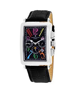 Men's Prodigy Leather Black Dial Watch