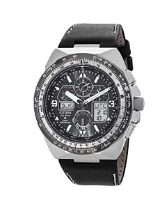 Men's Promaster Skyhawk A-T Chronograph Leather Black Dial Watch