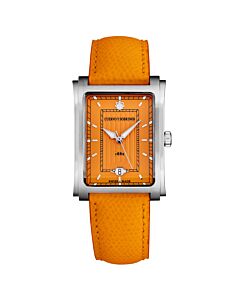 Men's Prominente Leather Orange Dial Watch