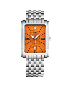 Men's Prominente Stainless Steel Orange Dial Watch