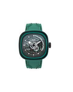 Men's PS-Colored Carbon Silicone Green Dial Watch