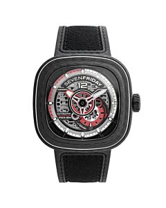Men's PS Series Leather Black Dial Watch