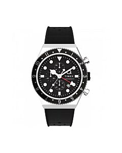 Men's Q Timex Chronograph Synthetic Rubber Black Dial Watch