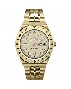 Men's Q Timex Stainless Steel Champagne Dial Watch