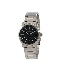 Men's Discover More Stainless Steel Black Dial Watch