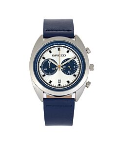 Men's Racer Chronograph Leather Silver Dial Watch