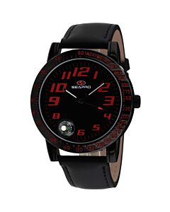 Men's Raceway Leather Black Dial Watch