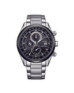 Men's Radio-Controlled Stainless Steel Black Dial Watch