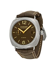 Men's Radiomir 8 Days Leather with Contrast Stitching Brown Dial
