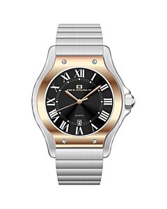 Men's Rayonner Stainless Steel Black Dial Watch