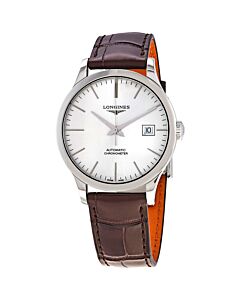 Men's Record (Alligator) Leather Silver-tone Dial Watch