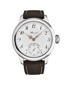 Men's Record Leather White Dial Watch