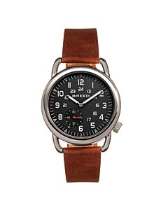 Men's Regulator Genuine Leather Black Dial Watch