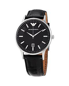 Men's Renato Leather Black Dial Watch