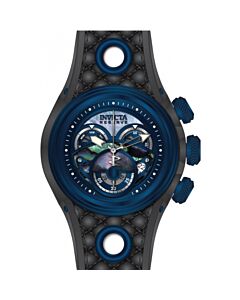Men's Reserve Chronograph Leather and Silicone and Stainless Steel Dark Blue and Platinum and Black Dial Watch