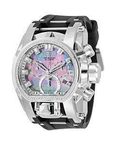 Men's Reserve Chronograph Silicone with Stainless Steel Inserts Mother of Pearl Dial Watch