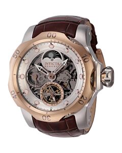 Men's Reserve Leather Rose Gold and Silver Dial Watch