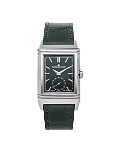 Men's Reverso Tribute Monoface Leather Green Dial Watch