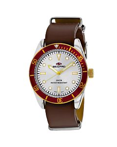 Men's Revival Leather Silver Dial Watch