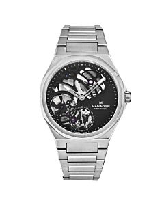 Men's Revolution Stainless Steel Black Dial Watch
