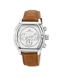 Men's Roman Chronograph Leather White Dial Watch