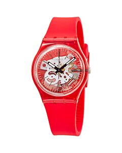 Men's Rosso Bianco Silicone Transparent Dial Watch