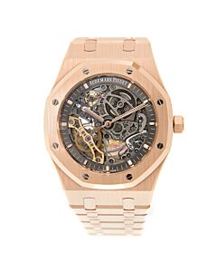 Men's Royal Oak 18kt Pink Gold Skeleton Dial Watch